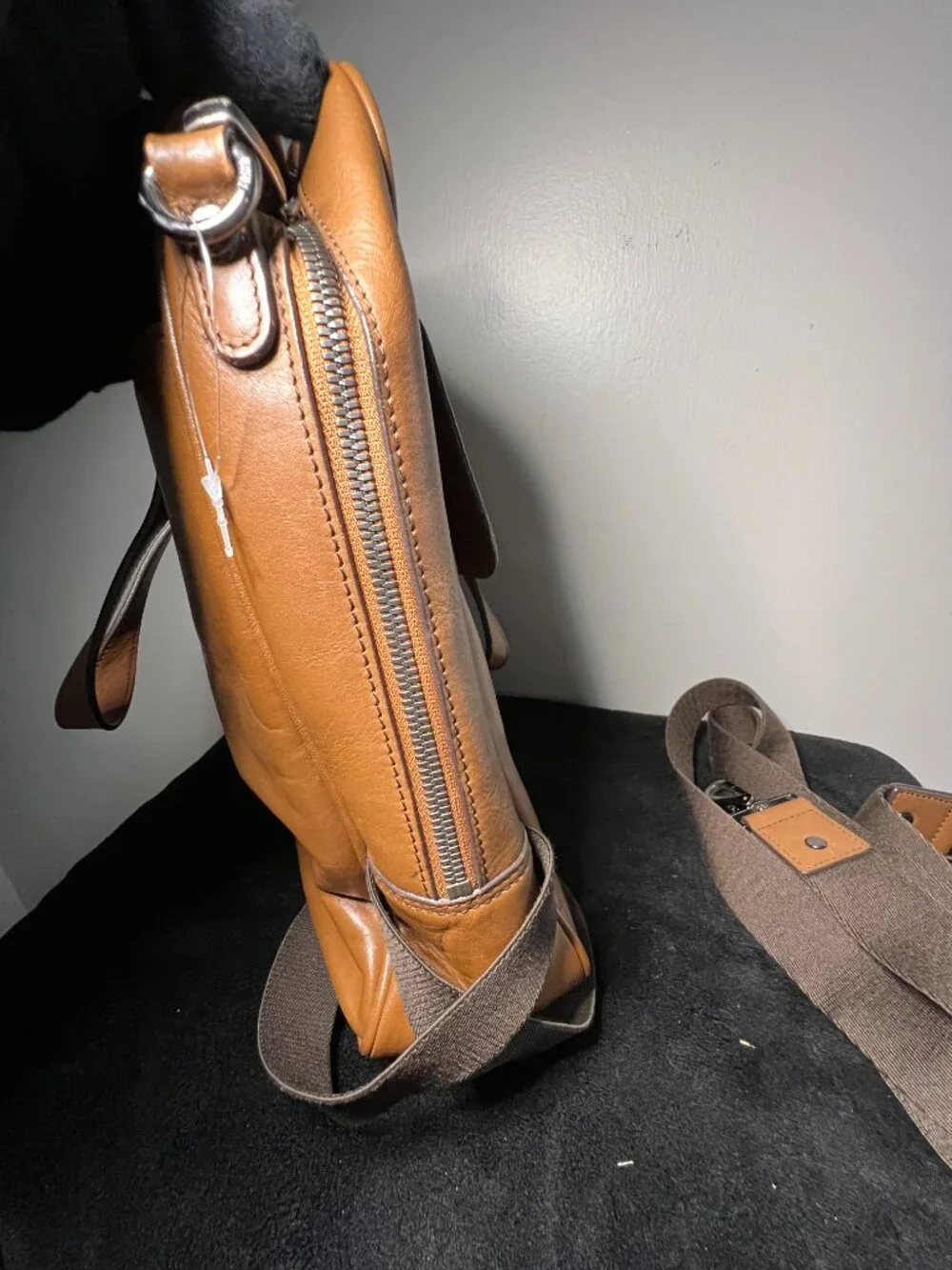 Authentic MCM Cognac Leather Business Backpack Laptop Travel Bag EUC